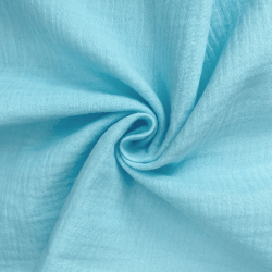 Ткань Муслин Жатый (Ширина 1,4м), цвет Небесно-голубой (на отрез) в Голицыно