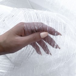 Ткань Тюль &quot;Штрихи&quot; (белый люрекс, ширина 2,8м), на отрез в Голицыно