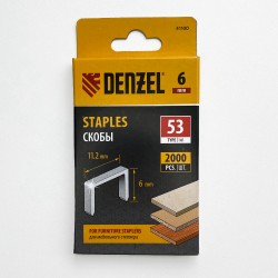 Denzel Скобы, 6 мм, для мебельного степлера, тип 53, 2000 шт. в Голицыно