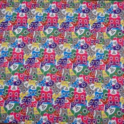 Ткань Oxford 600D PU (Ширина 1,48м), принт &quot;Совы яркие&quot; (на отрез) в Голицыно