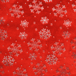 Ткань Искусственный Мех Коротковорсовый 190 гр/м2 (Ширина 150см), принт Снежинки на красном в Голицыно